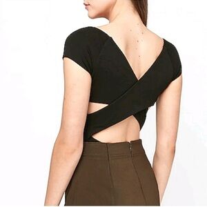 NWT Express Black Cross Back Thong Bodysuit Crisscross Back Size Medium